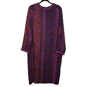Encore Womens Sz 14 Silk Dress Multi Abstract Print Quiet Luxury Indie